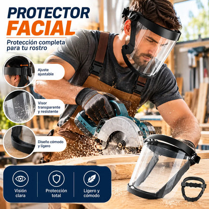 Pantalla facial de plástico de cobertura total para la aplicación de pesticidas agrícolas: equipo de protección y seguridad, unisex.