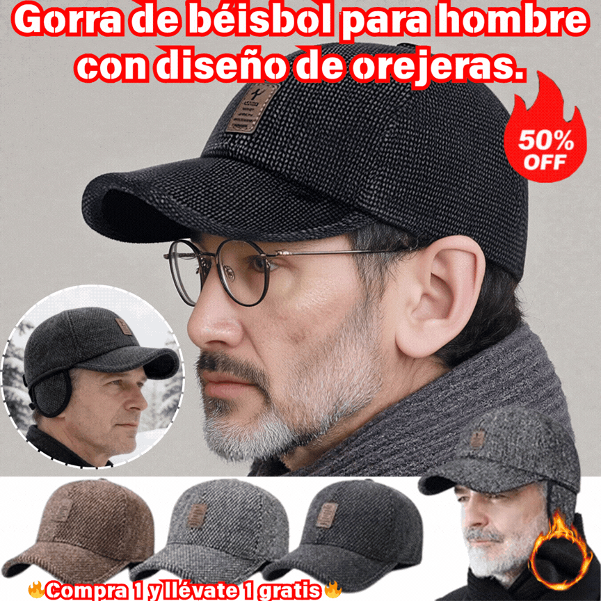 Nueva gorra de béisbol cálida para hombre, con protección para las orejas
