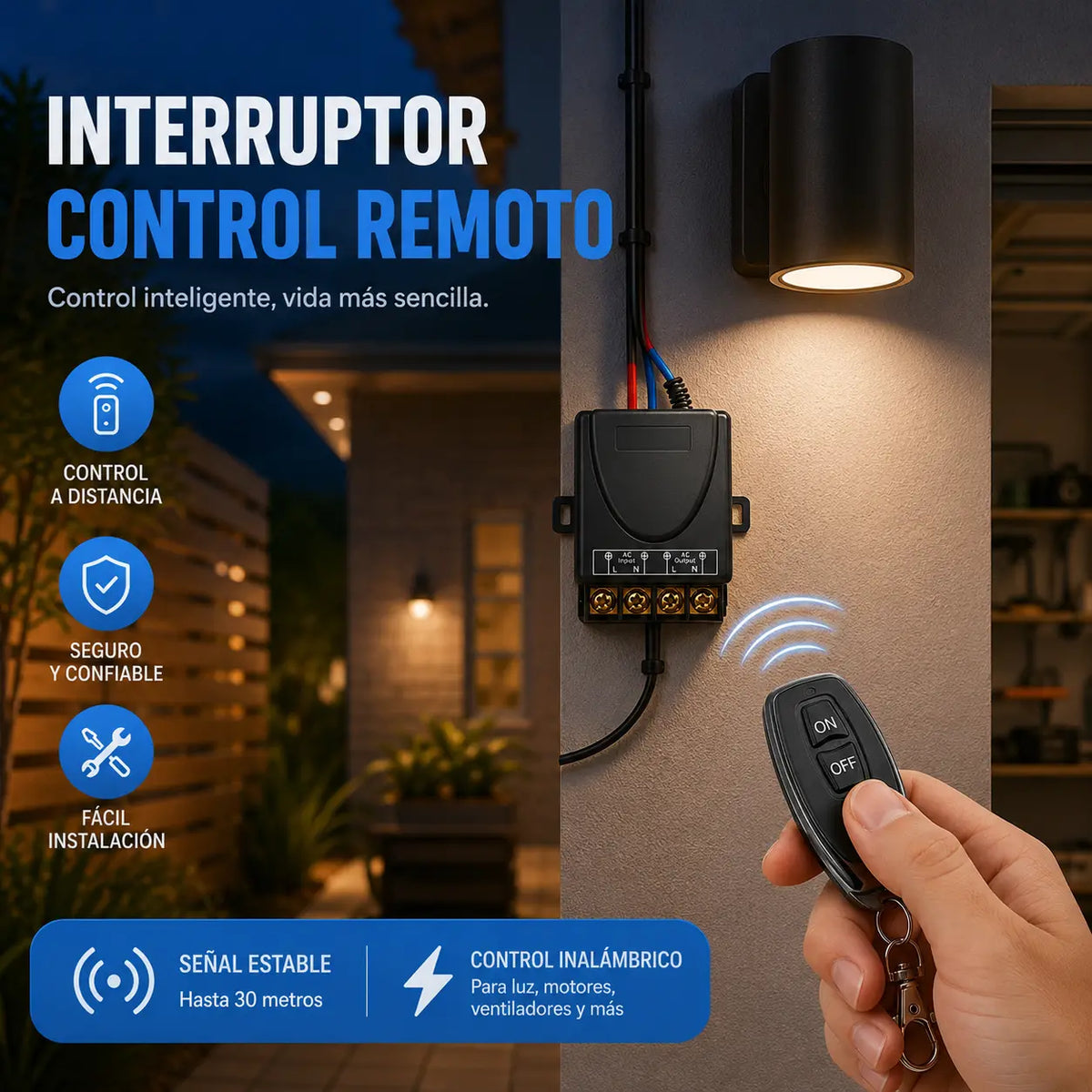 🔥🔌Interruptor de control remoto inalámbrico de 220 V, interruptor de control remoto para motor de bomba de agua, control remoto inalámbrico para luminarias.