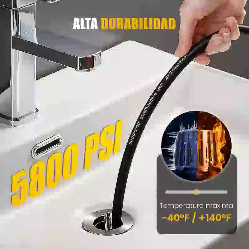 Herramienta de limpieza con chorro de agua a alta presión 🚰 Limpiador de basura para baño/cocina 🧹 Liberación rápida, resistente a alta presión, a prueba de fugas