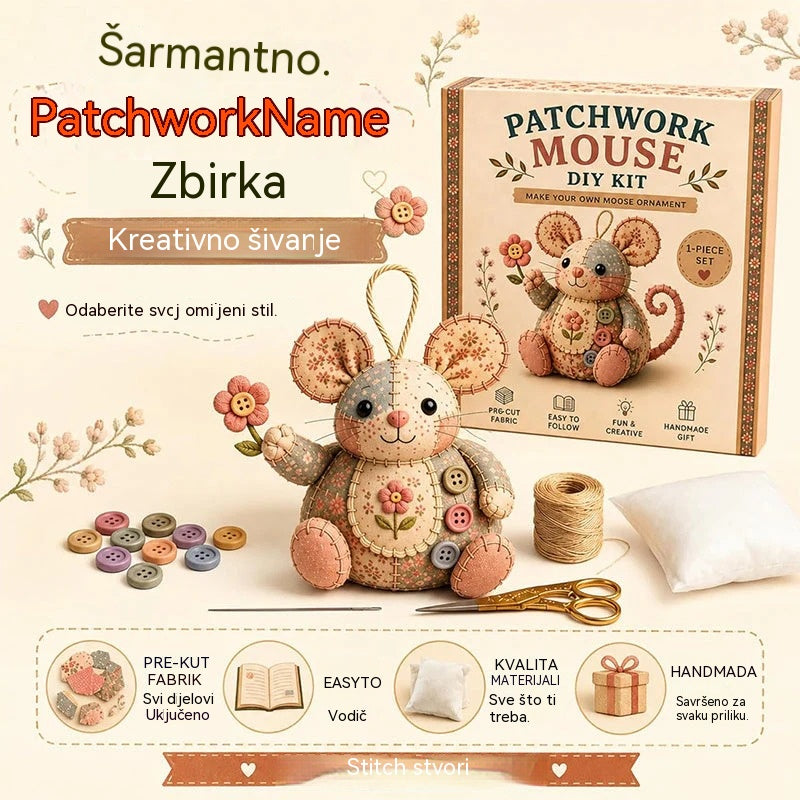 🧵Komplet za šivanje plišanih predmeta s vintage mišem