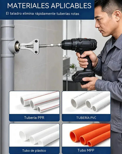 Extractor universal de tuberías rotas 3 en 1 de alta resistencia con vástago hexagonal – Herramienta para extraer tuberías y roscas accionada por taladro