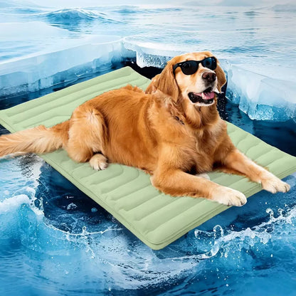 ❄️ Alfombrilla refrescante para mascotas hecha de material de seda helada lavable🧼, antideslizante🛟 | Adecuada para perros grandes