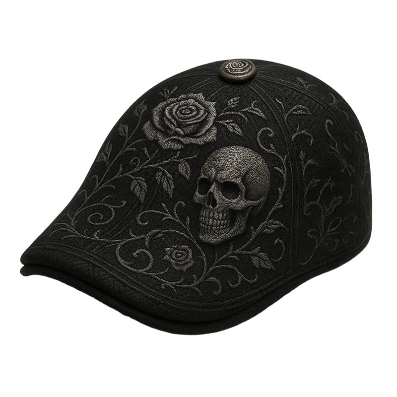 🔥✨Sombrero de ala plana con calavera y espinas