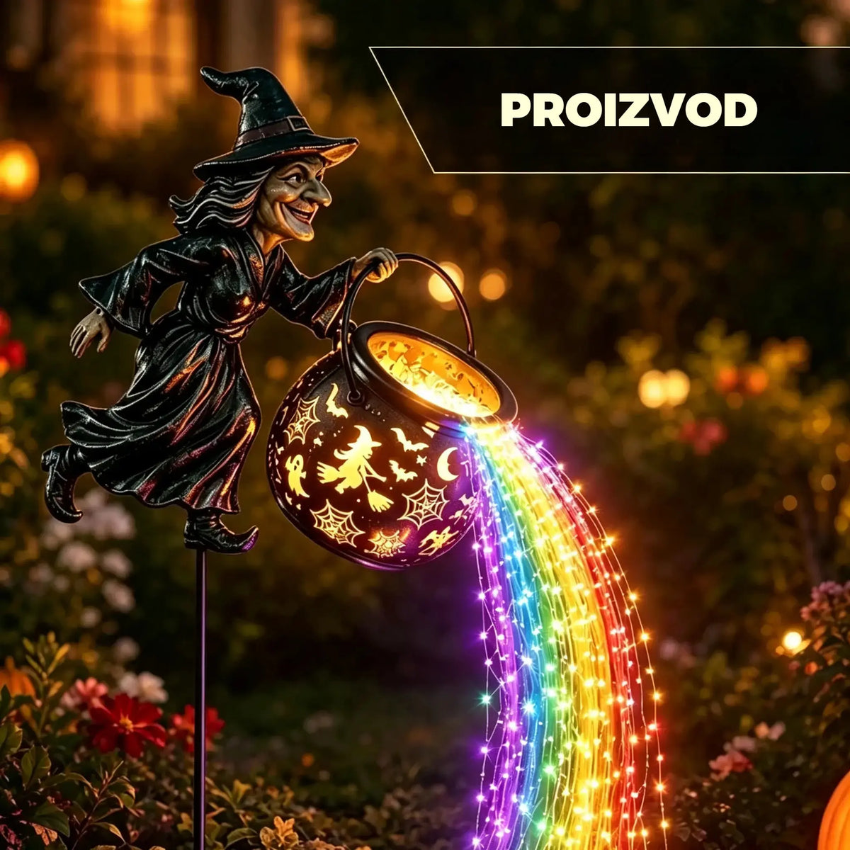 🧙‍♀️🎃LED vrtna svjetiljka u obliku vještičkog kotla – zadivljujući vanjski ukrasi 🔮✨