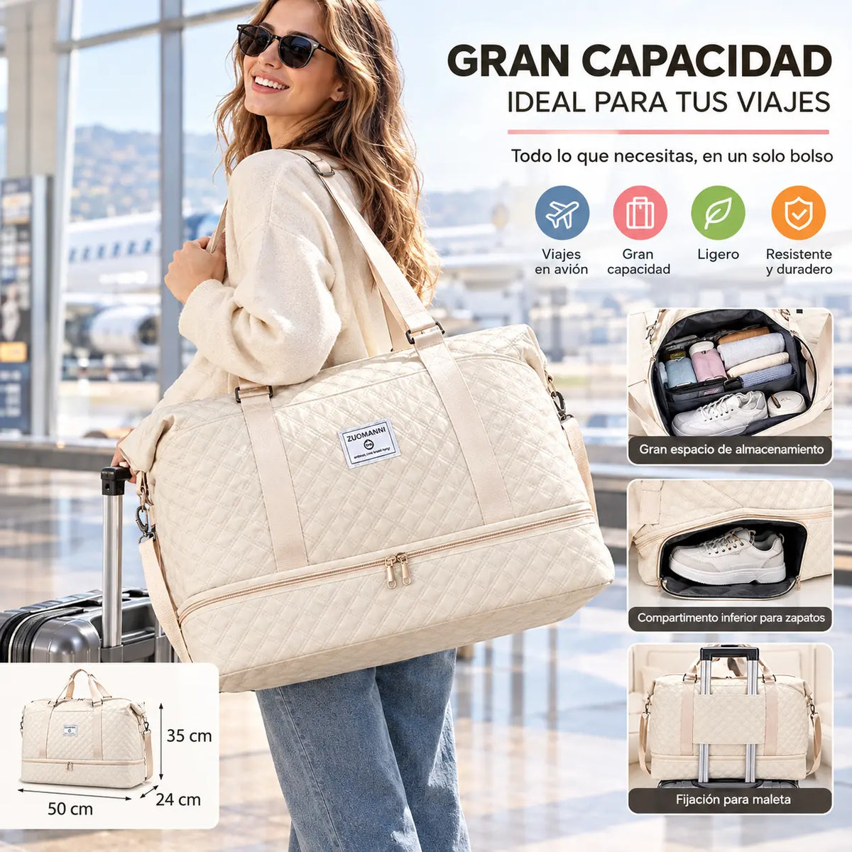 🔥Elegante bolsa de viaje de gran capacidad con diseño de separación para uso húmedo y seco, adecuada para yoga y fitness.