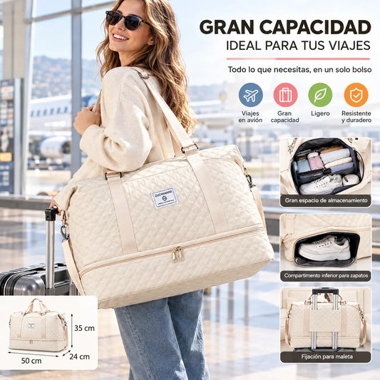 🔥Elegante bolsa de viaje de gran capacidad con diseño de separación para uso húmedo y seco, adecuada para yoga y fitness.