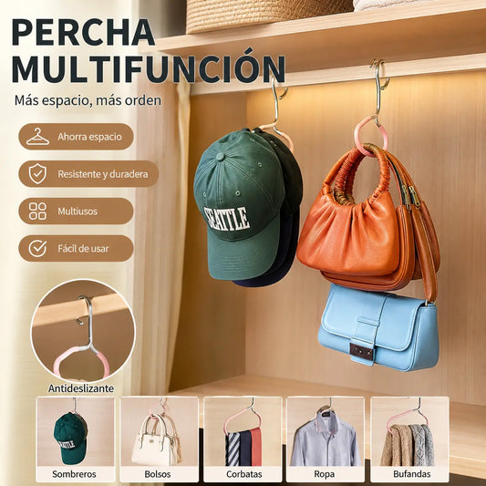 👕🔥 ¡50% de descuento! 🎩 Percha multifuncional antideslizante para guardar gorras y sombreros en el armario; ahorra espacio, es estable y segura.
