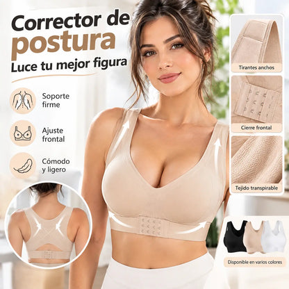 【 3 piezas】【S-2XL】Nuevo sujetador push-up sin aros con cierre frontal, espalda de sujeción, tirantes anchos para corregir la postura y alta elasticidad.-【40-90kg】