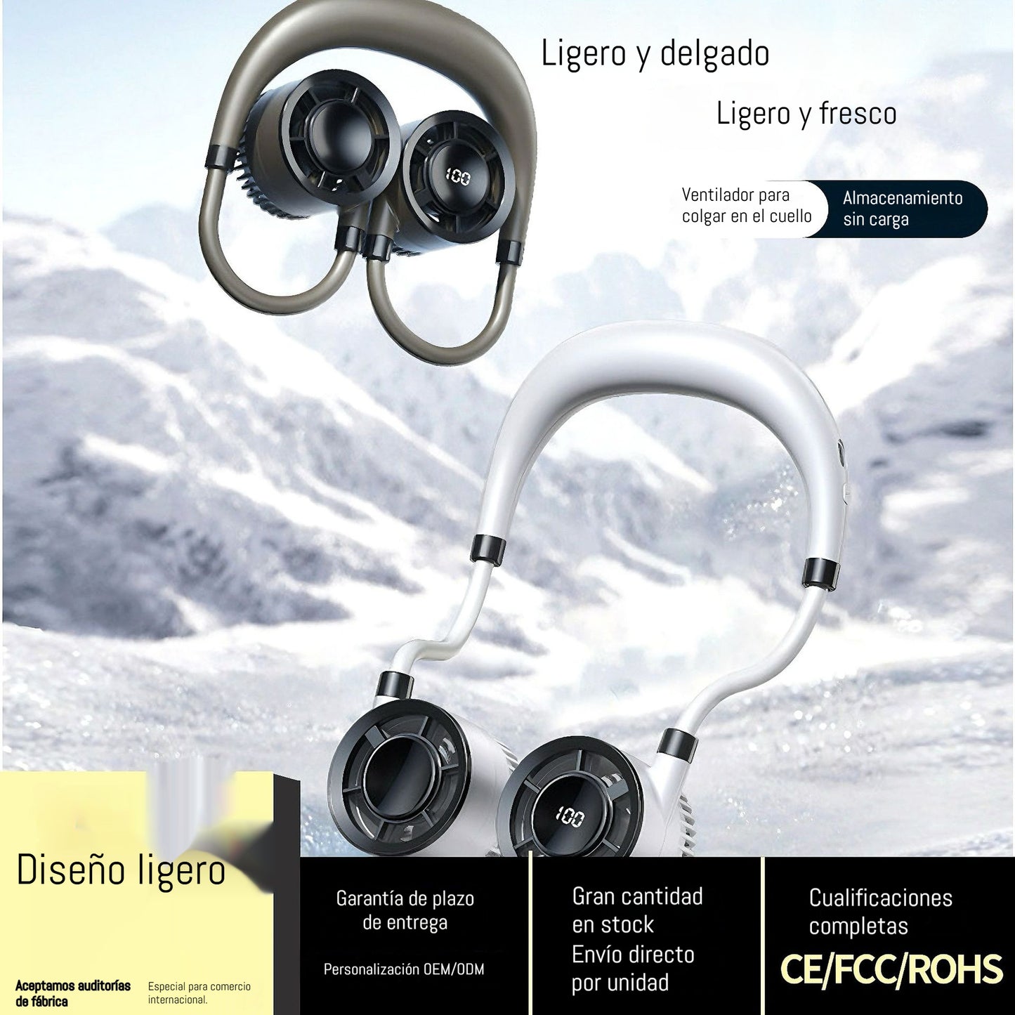 💨 Ventilador de aire acondicionado con cuello – Extremadamente silencioso, portátil y giratorio 360° – Ideal para el verano 🌞