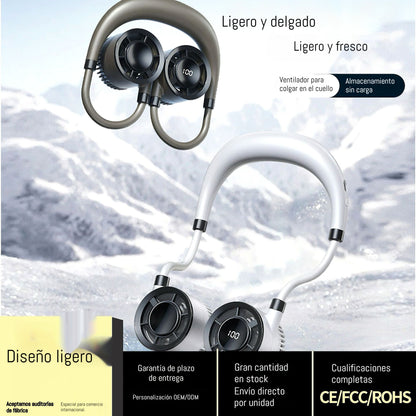💨 Ventilador de aire acondicionado con cuello – Extremadamente silencioso, portátil y giratorio 360° – Ideal para el verano 🌞