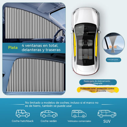 [4 piezas 28 euros] Cortina parasol con riel deslizante para ventana de coche y aislamiento térmico