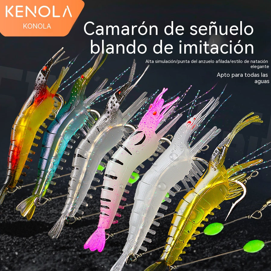 【7 piezas】Palitos luminosos de camarones de silicona suave