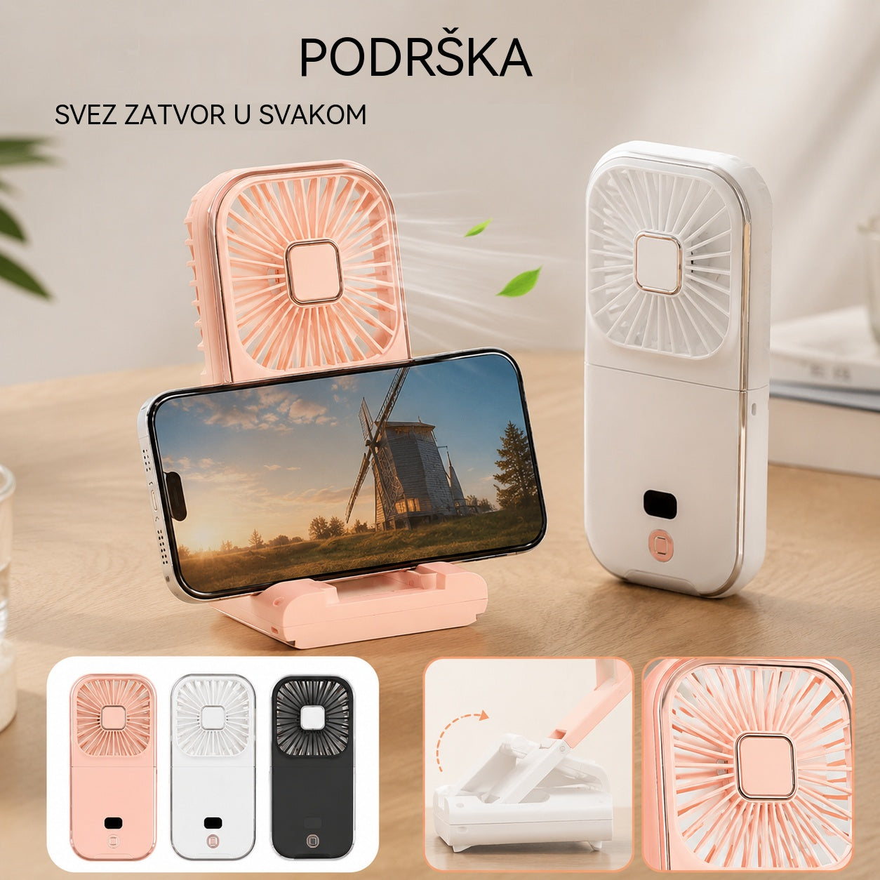 🔥Prijenosni sklopivi ventilator 4 u 1 s brzim USB punjenjem (ventilator/stalak za telefon/power bank/hlađenje)