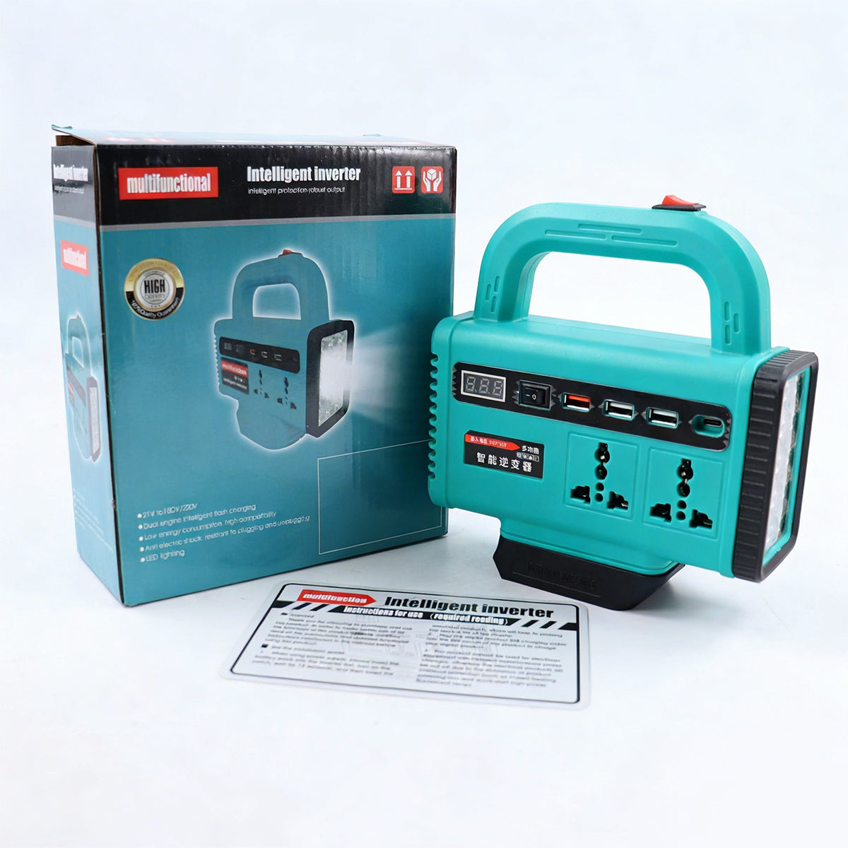 🔋🏕️🛠️Convertidor de batería de litio para herramientas de iones de litio, AC220V/DC5V/12V, convertidor para uso en exteriores.