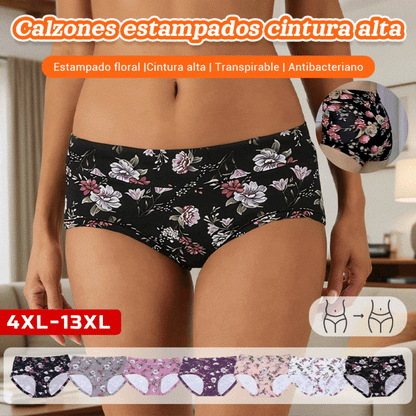 🔥7 piezas 29 euros💕Ropa interior antibacteriana cómoda de algodón puro, nuevo estilo estampado【50-140KG】