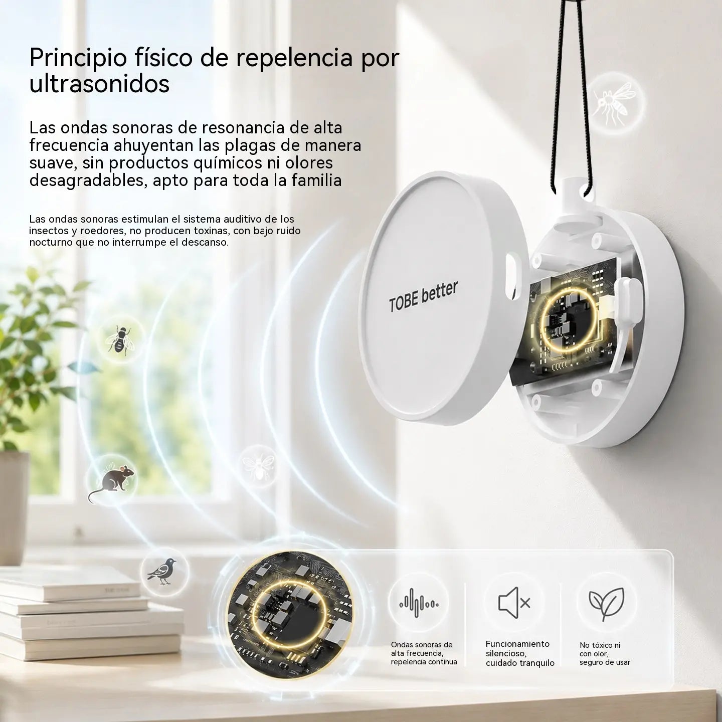 🔥【2 piezas 26 euros】🐦 Repelente de pájaros ultrasónico portátil | Ahuyentador automático para palomas, ideal para balcones, jardines y exteriores