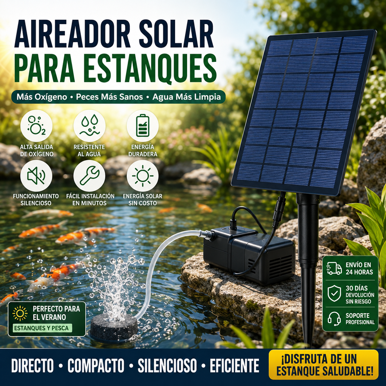 💦¡Alimentado por energía solar, dale vida a tu estanque!