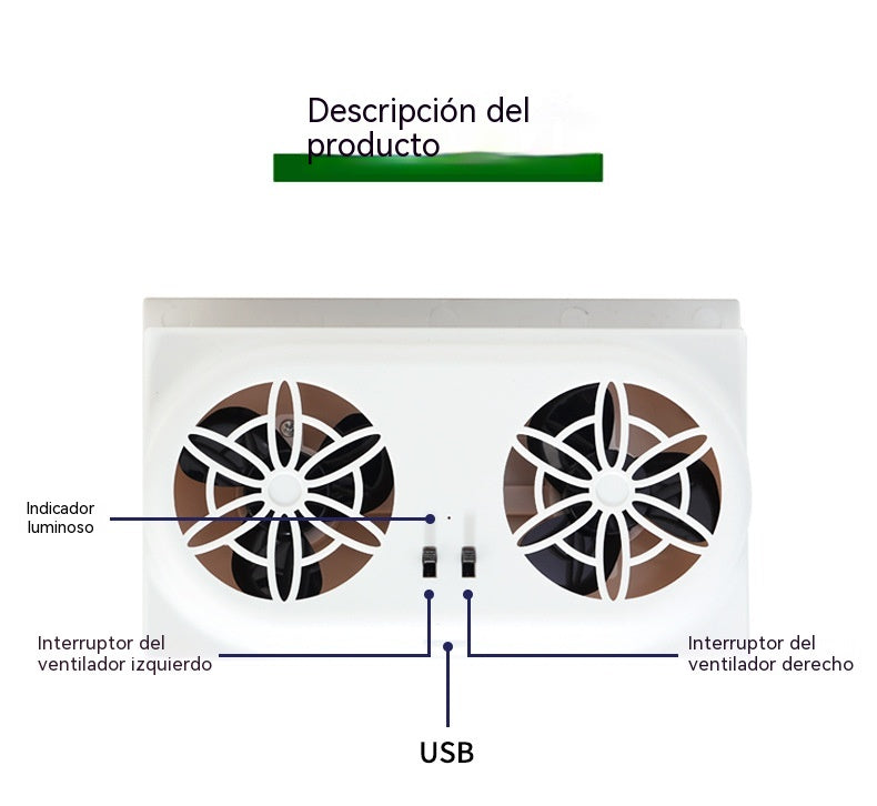 🌀Ventilador de escape para coche alimentado por energía solar