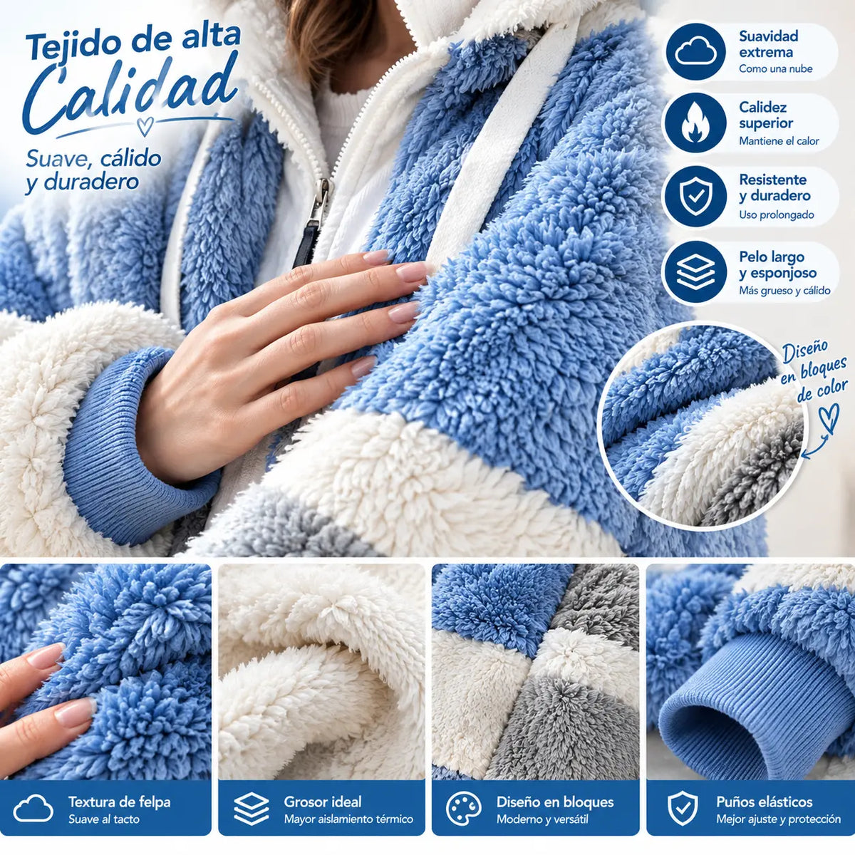 ☃️Oferta limitada, 35% de descuento❄️【S-5XL】Nueva chaqueta de invierno para mujer 2025, gruesa con franjas de felpa