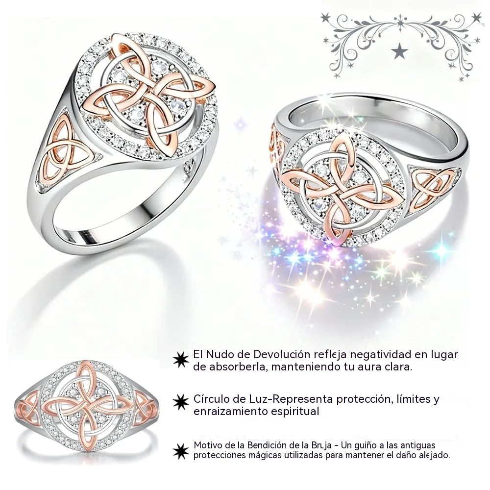 🔮Plata 925 Anillo de protección con nudo de retorno de bruja hecho a mano