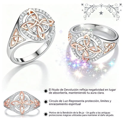 🔮Plata 925 Anillo de protección con nudo de retorno de bruja hecho a mano