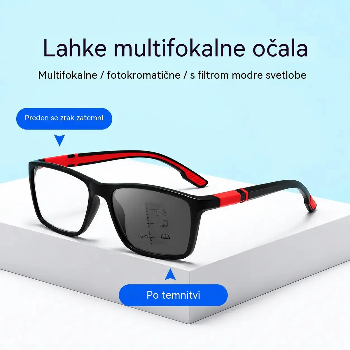 👓 Športna večžariščna očala za branje ✨ Fotokromatska stekla | Za vid na blizu in daleč | Zasnova, ki preprečuje drsenje