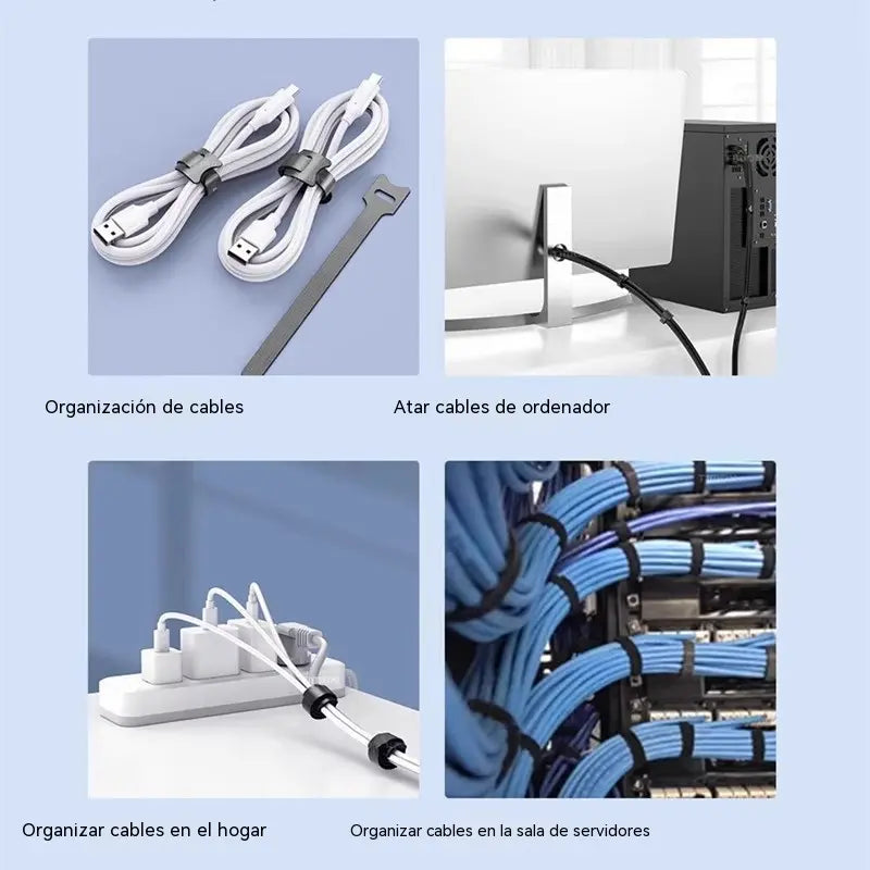 🔥【Paquete de 50】Bridas de velcro multiusos para cables, que se pueden usar para asegurar cables de datos y cables de carga, y son reutilizables.