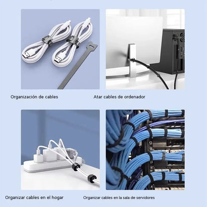 🔥【Paquete de 50】Bridas de velcro multiusos para cables, que se pueden usar para asegurar cables de datos y cables de carga, y son reutilizables.