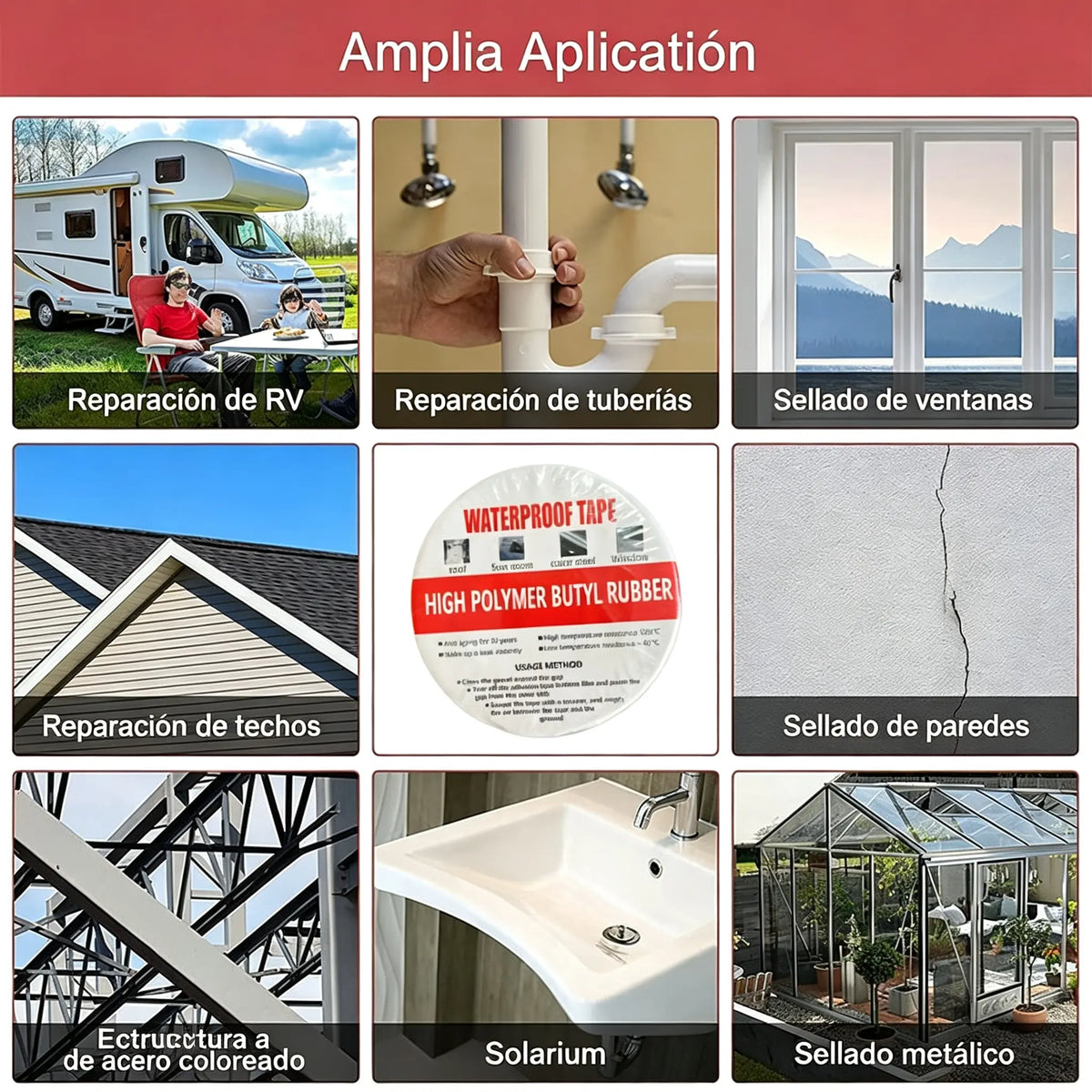 ✨【0,5 mm de espesor, 5 cm x 10 m】Solo 26 euros🛡️ 💧Reparación de bajantes de techo con cinta de sellado impermeable de papel de aluminio.