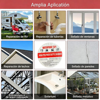 ✨【0,5 mm de espesor, 5 cm x 10 m】Solo 26 euros🛡️ 💧Reparación de bajantes de techo con cinta de sellado impermeable de papel de aluminio.