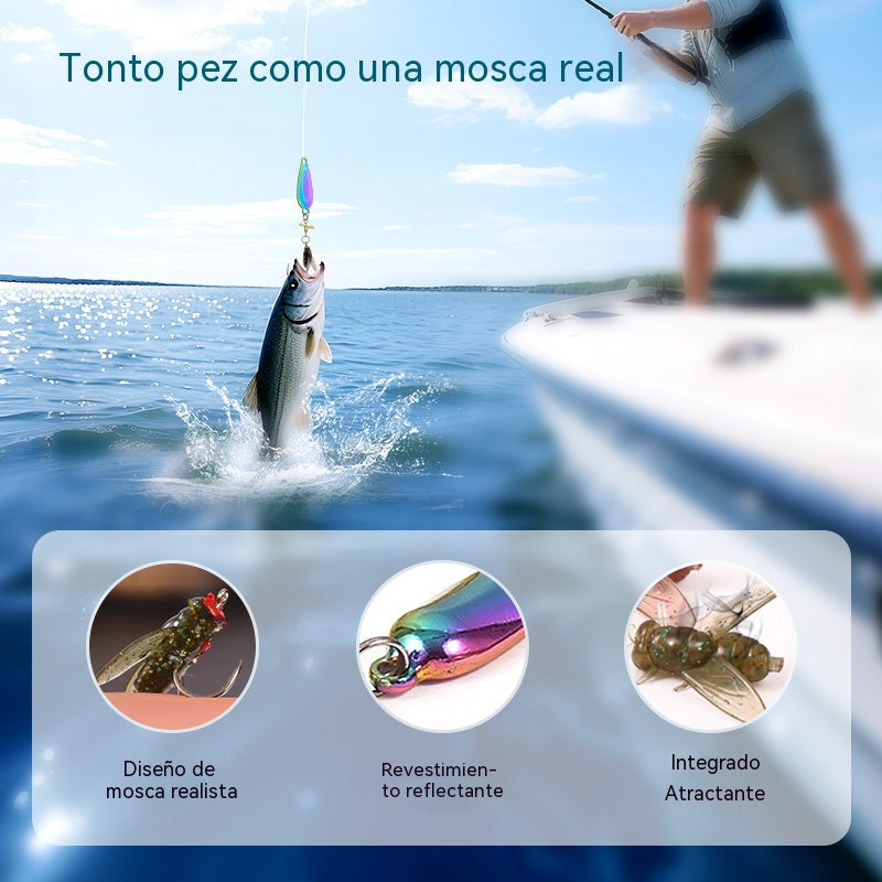 【Compra 3 y llévate 3 gratis】【6PCS】Lanzamiento de señuelos con cucharillas giratorias en forma de hélice y cebos para mosca.