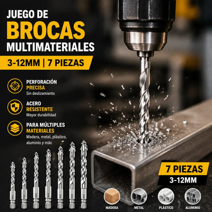【7 pieza】Este juego de brocas multifuncionales de alta dureza es antideslizante, proporciona una perforación precisa y es adecuado para madera, metal, plástico y aluminio.【3+4+5+6+8+10+12mm】