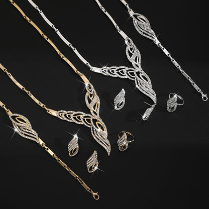 【Anillo + Pulsera + Pendientes + Collar】Conjunto de joyas de estilo bohemio, creativo y único, de estilo minimalista.