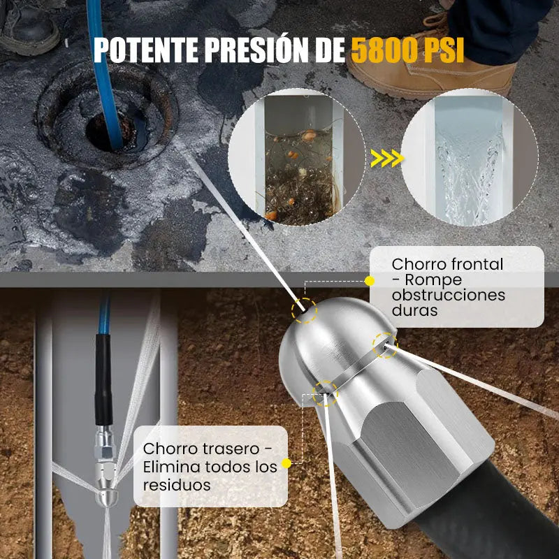 Herramienta de limpieza con chorro de agua a alta presión 🚰 Limpiador de basura para baño/cocina 🧹 Liberación rápida, resistente a alta presión, a prueba de fugas