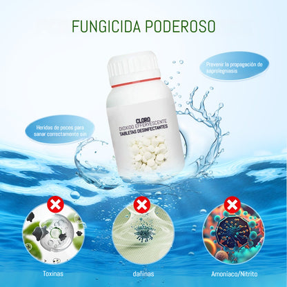 🔥【300 cápsulas/frasco】💊🌊Las tabletas efervescentes de dióxido de cloro son adecuadas para la esterilización y desinfección en estanques de peces y acuarios.