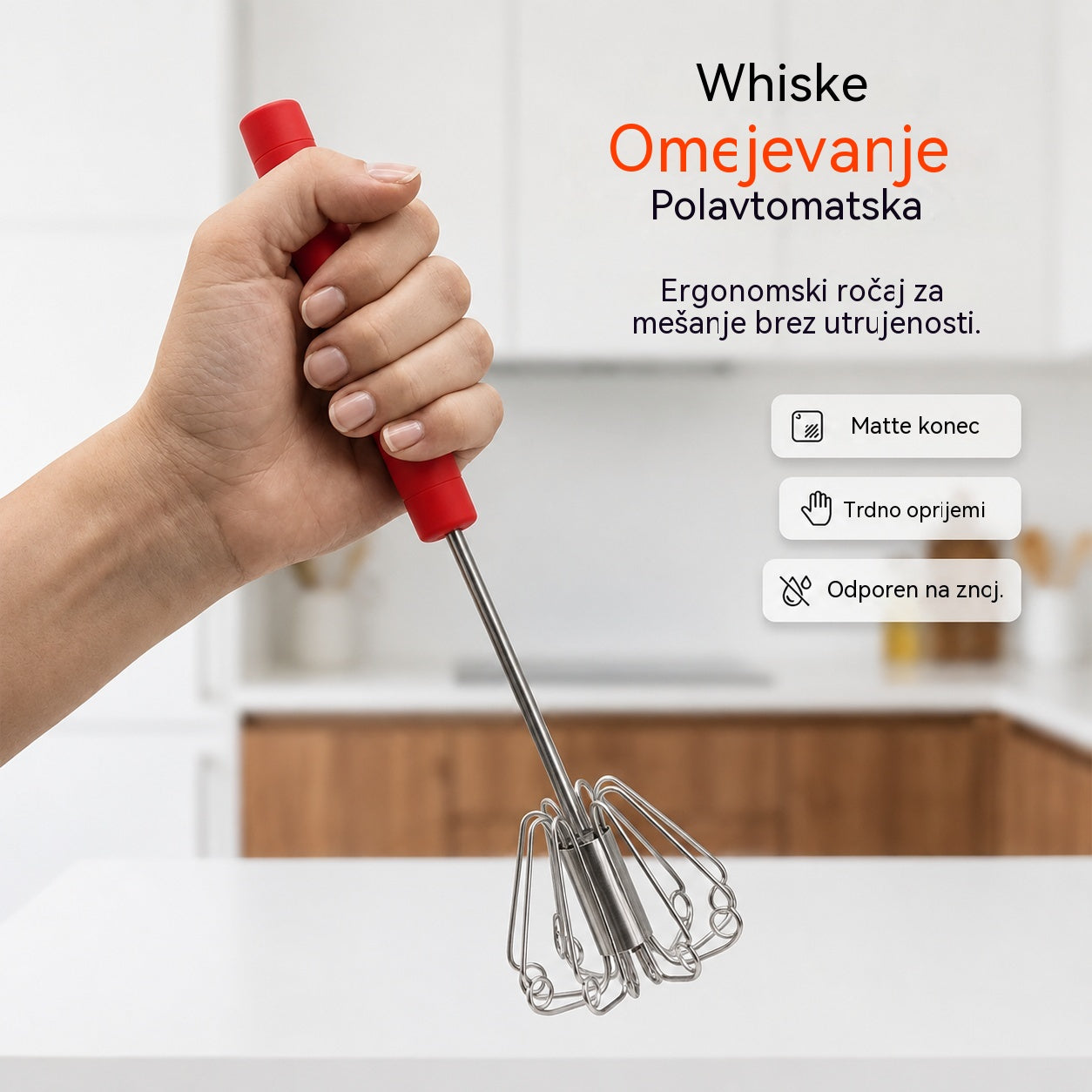 🥳Kupite 1, dobite 1 gratis🥳💞Prodanih več kot 50.000 enot!🥚💪 50 % popusta! Polavtomatska ročna metlica za jajca: pritisnite in zavrtite – elektrika ni potrebna. Stepe jajca in smetano v nekaj sekundah. Prijazno do vaših zapestij! ✨🧁
