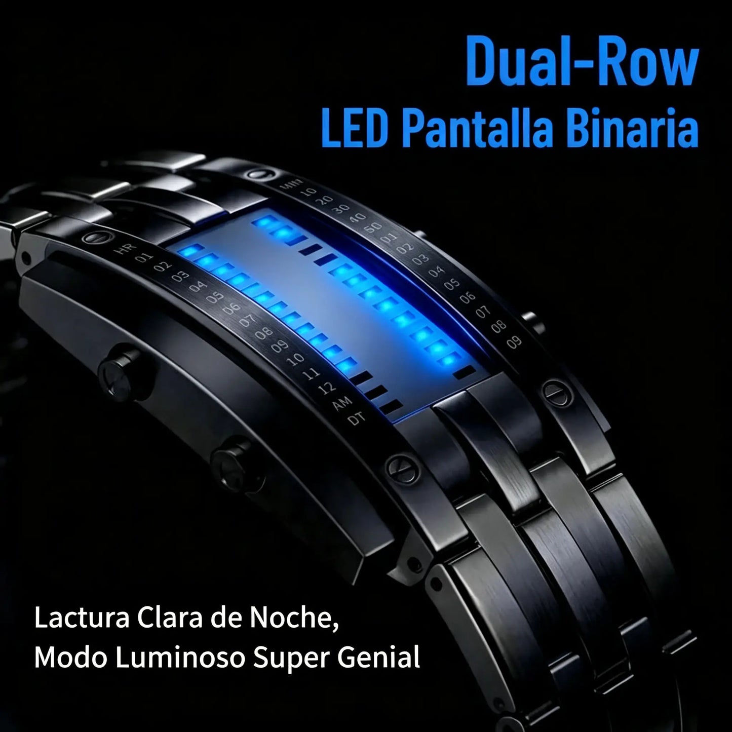 ⌚Reloj electrónico de moda para parejas con LED, doble línea binaria y Iron Man.