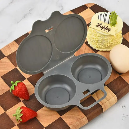 🎁2 piezas 💥Escalfador de huevos para microondas: doble cavidad, antiadherente y fácil de limpiar.🏠