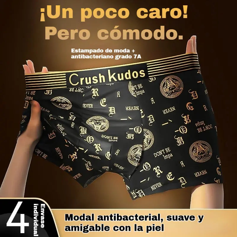 🔥【30%OFF】🚹✅💥【40-140 kg】Ropa interior de seda de hielo transpirable para hombre, ropa interior cómoda sin costuras, talla grande, estampado de moda