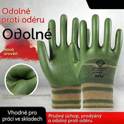 💥 Zľava 50 % 🎁【1 sada (10 kusov)】Pracovné rukavice s gumovým povrchom a pletenými manžetami