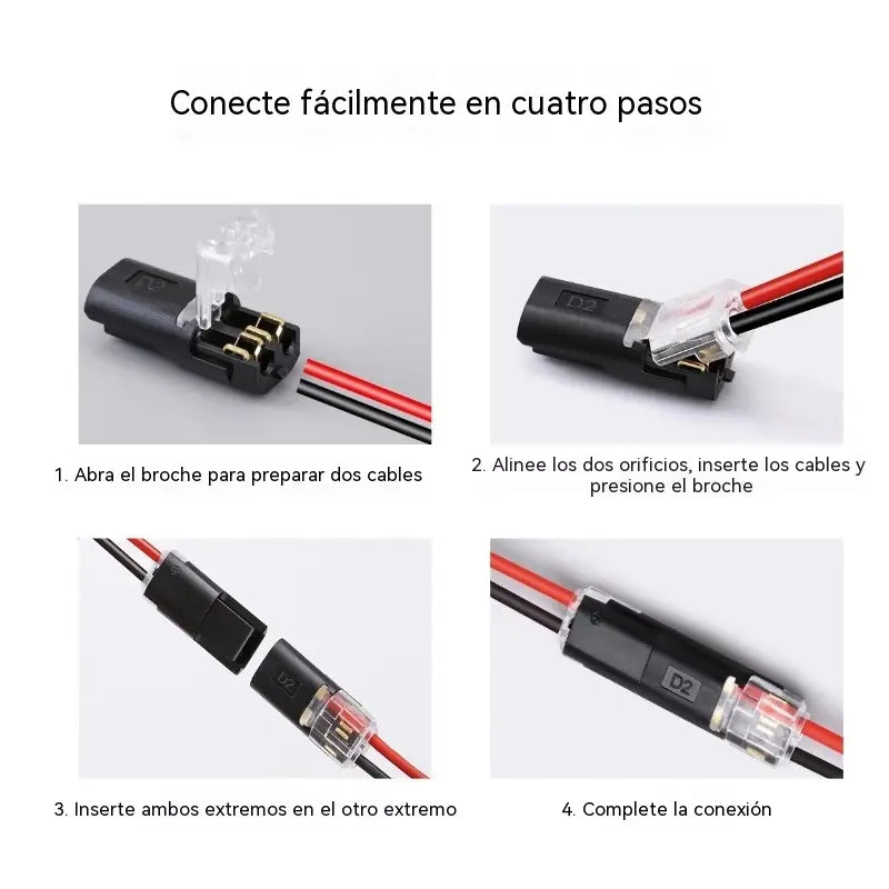 【50 piezas】Conector de doble cable con hebilla de bloqueo, cierre de seguridad, antideslizante