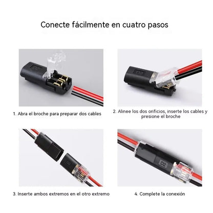【50 piezas】Conector de doble cable con hebilla de bloqueo, cierre de seguridad, antideslizante