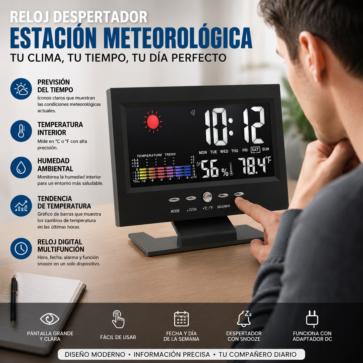 Reloj meteorológico más vendido Reloj meteorológico 8082T【2 piezas es más rentable】