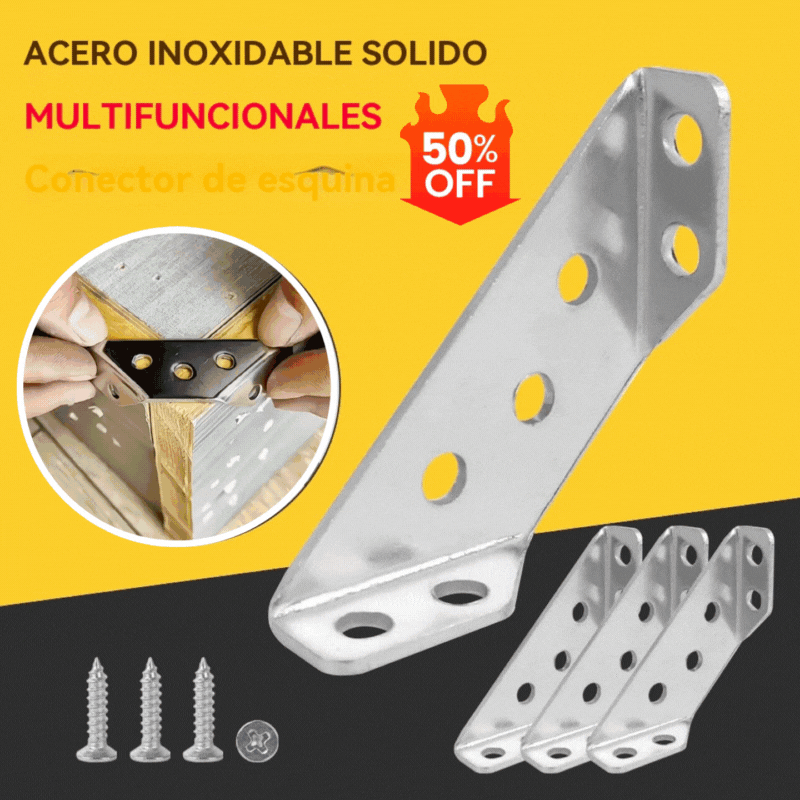 🔩 Escuadra Reforzada de Acero Inoxidable 90° – Soporte Multifunción para Reparar y Reforzar Muebles 🛠️