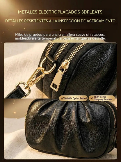 ✨🎀Bolso bandolera de piel con varios compartimentos y forma de concha