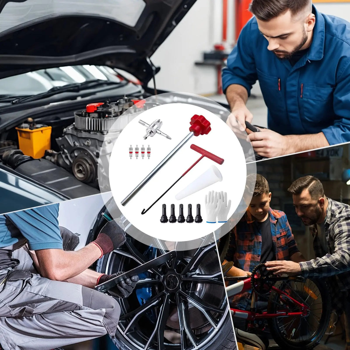 Kit de herramientas para cambio rápido de válvulas de neumáticos de coche