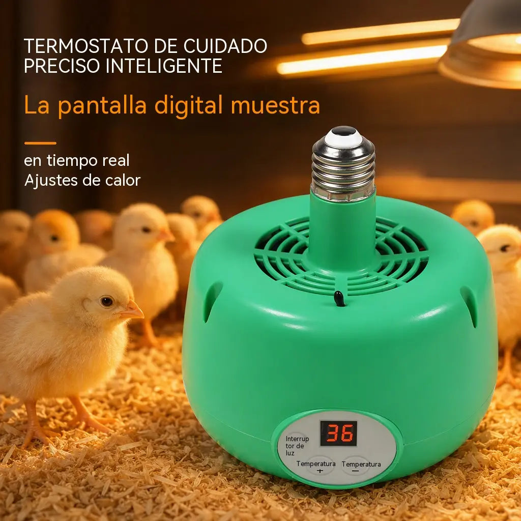 🐥🌡️Control inteligente de temperatura para mascotas con pantalla y lámpara de calor.