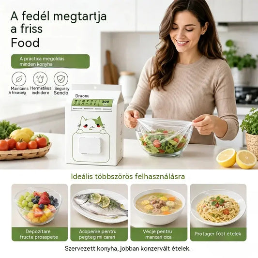🥗✨ 300 Eldobható Ételvédő | Rugalmas Tányér-, Tál- és Tárolóhuzatok