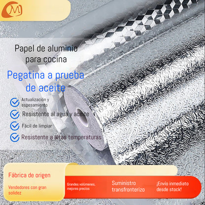 【40cm*10m】🛡️ Lámina Adhesiva de Aluminio Removible – Antigrasa, Resistente al Calor y Fácil de Limpiar